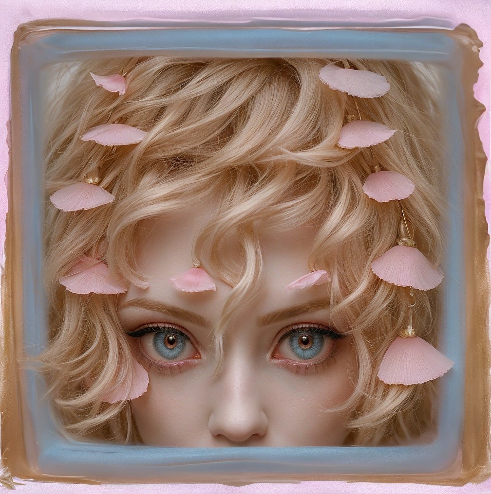 Close-up Portrait of Person with Blonde Hair and Petals