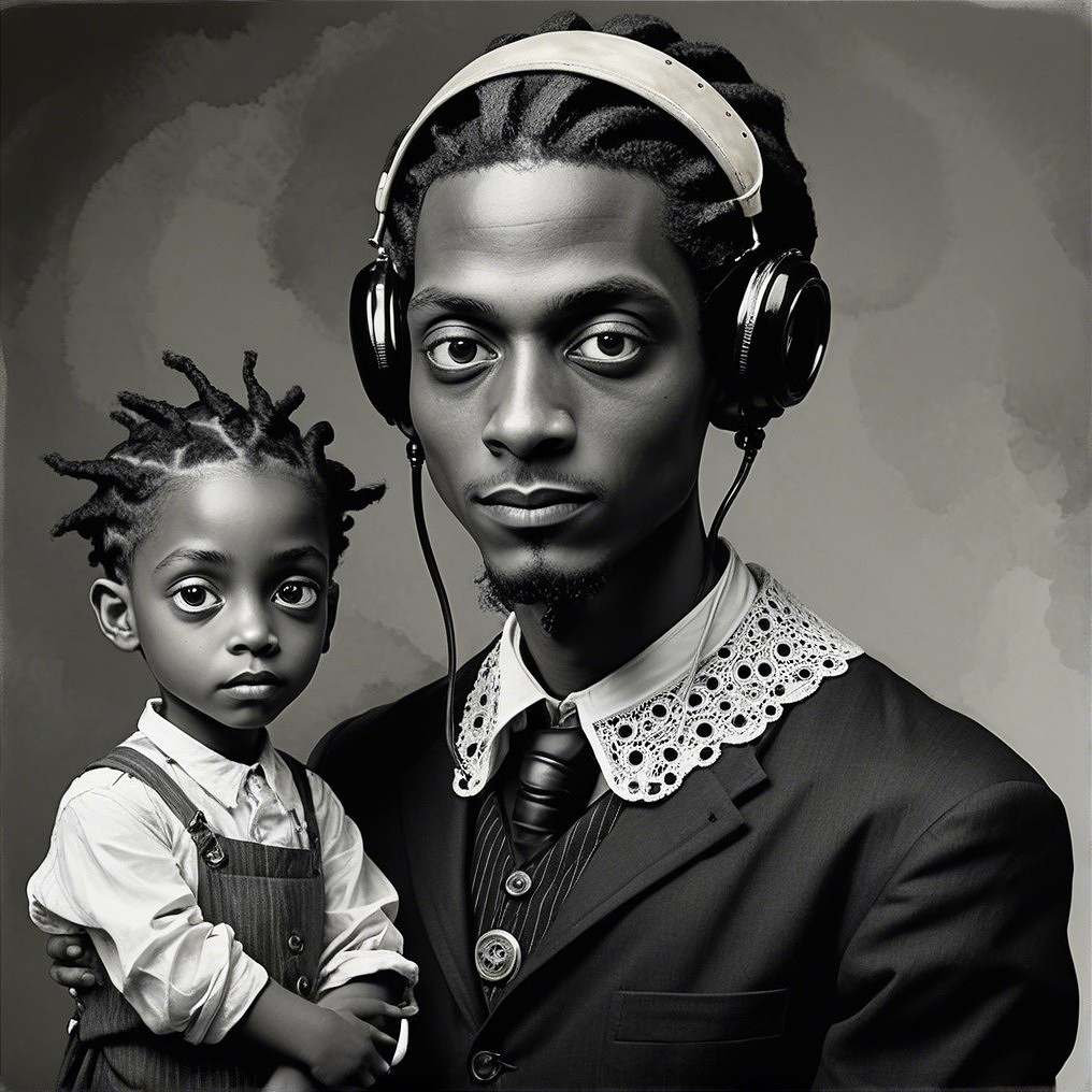 Formal Portrait of Man and Child in Monochrome