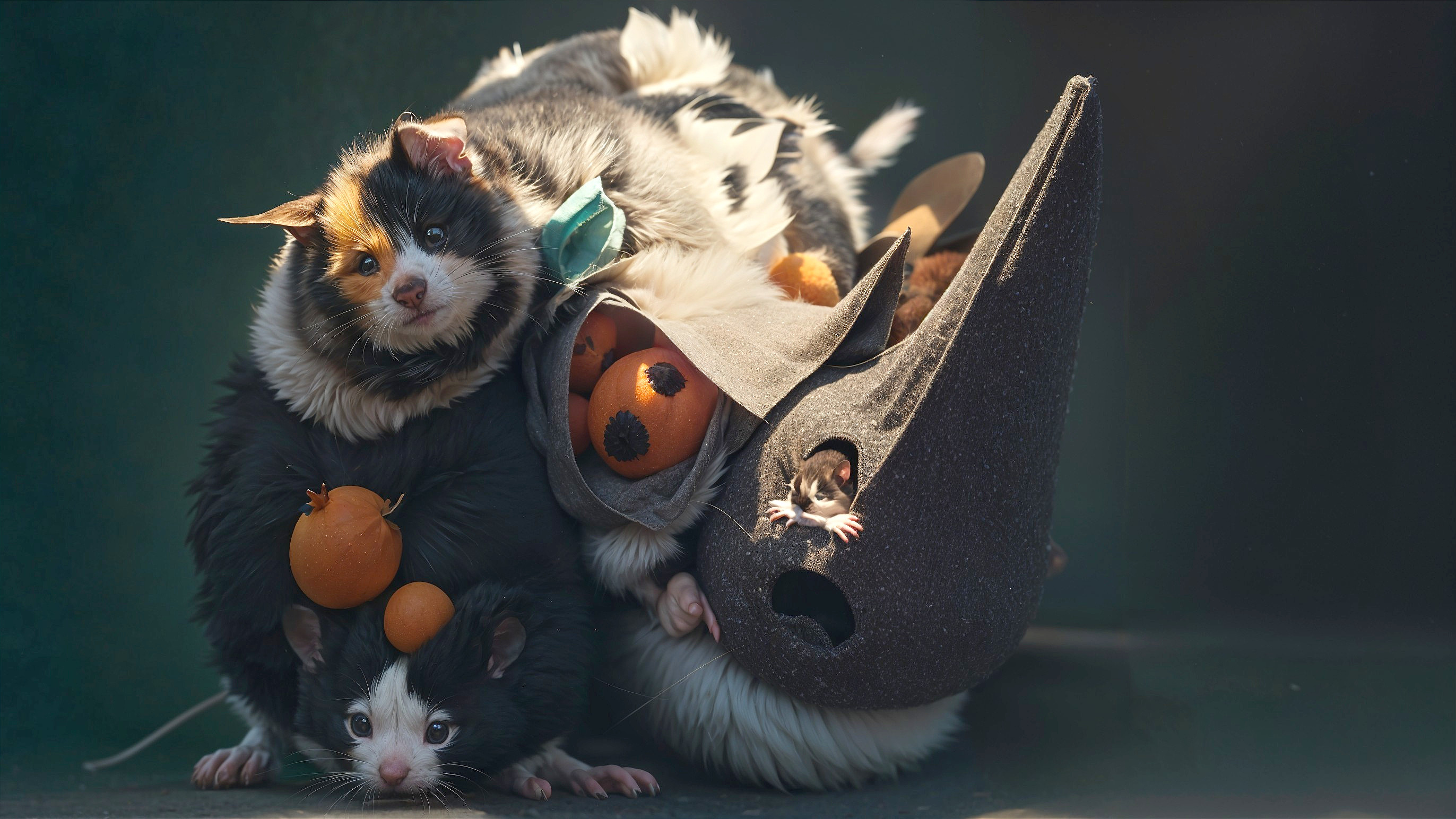 Playful Cats and Mice in a Whimsical Setting