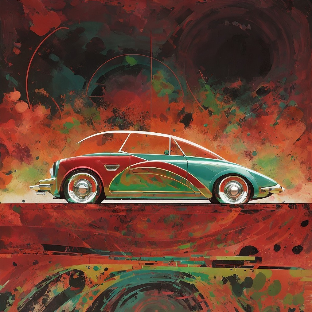 Vibrant Abstract Illustration of a Classic Car