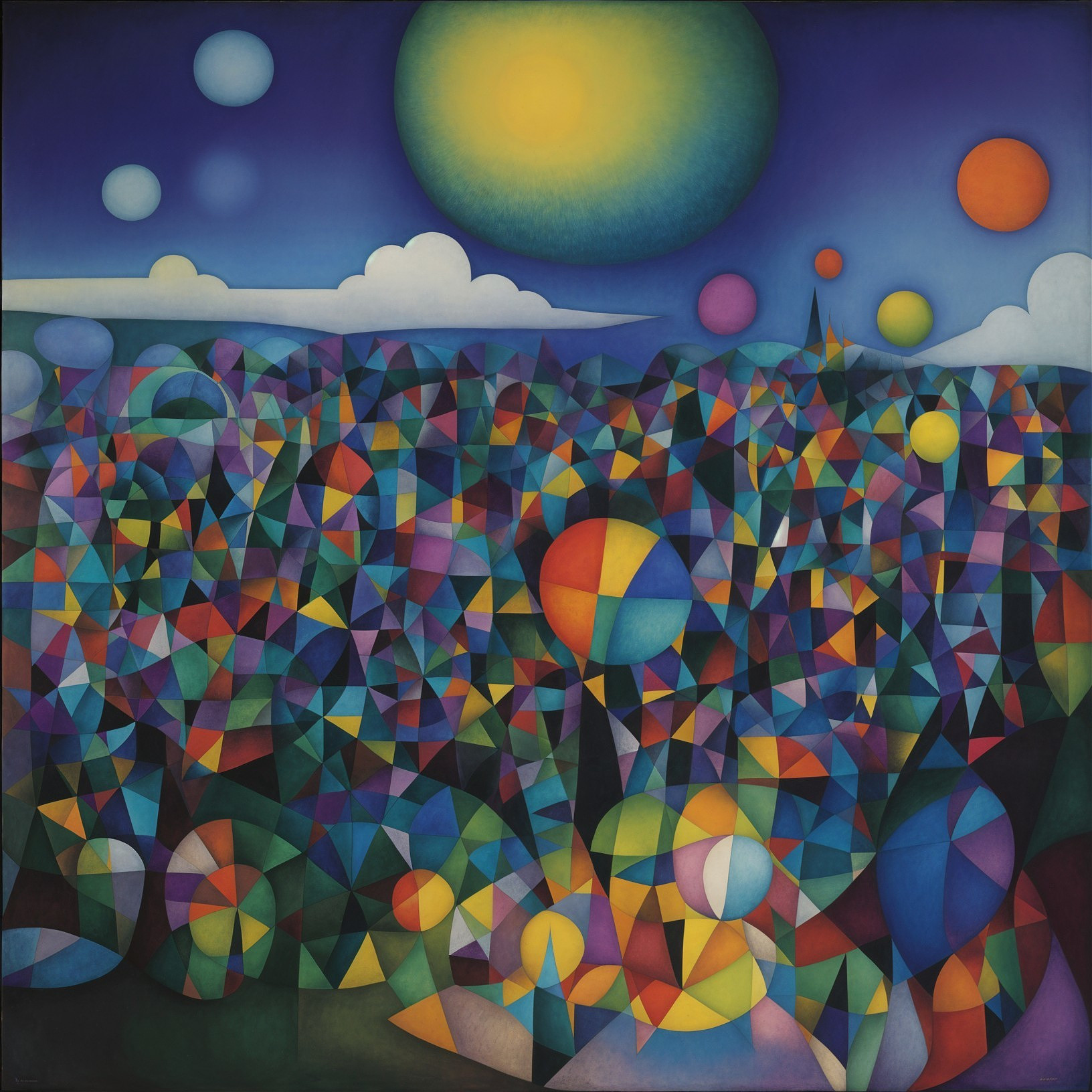 Abstract Landscape with Geometric Shapes and Colors