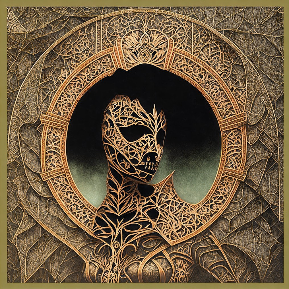 Intricately Designed Humanoid Figure with Organic Patterns