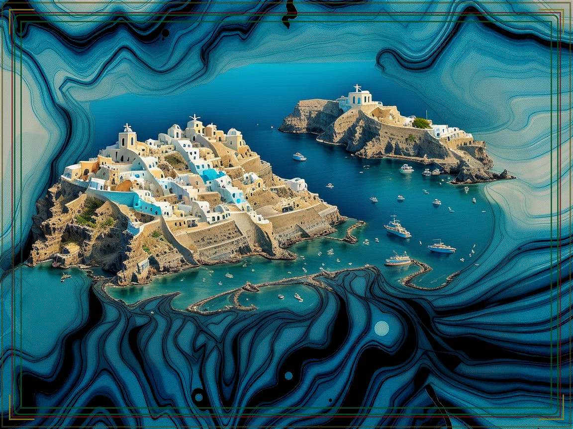 Aerial View of Coastal Village with Turquoise Waters