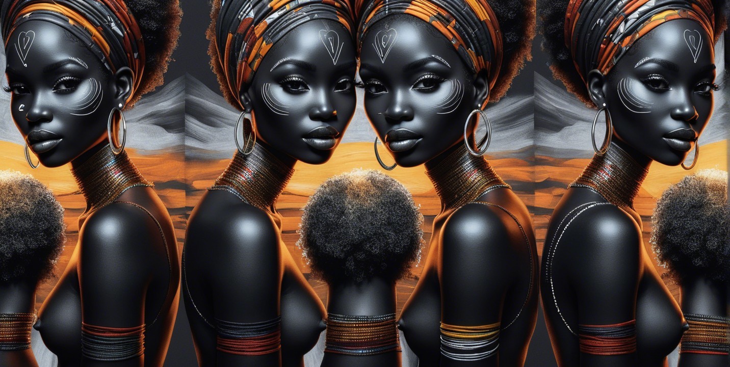 Portrait of a Dark-Skinned Woman in Tribal Adornments