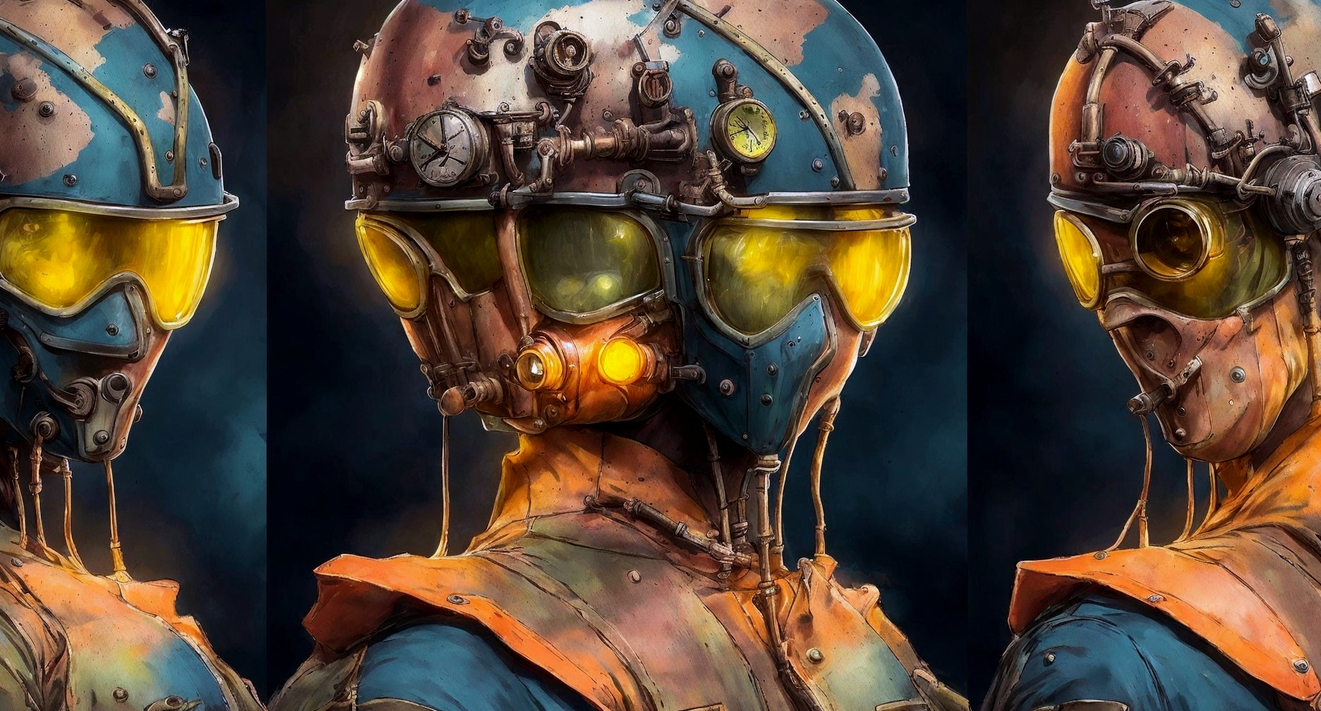 Steampunk Character with Detailed Helmet and Goggles