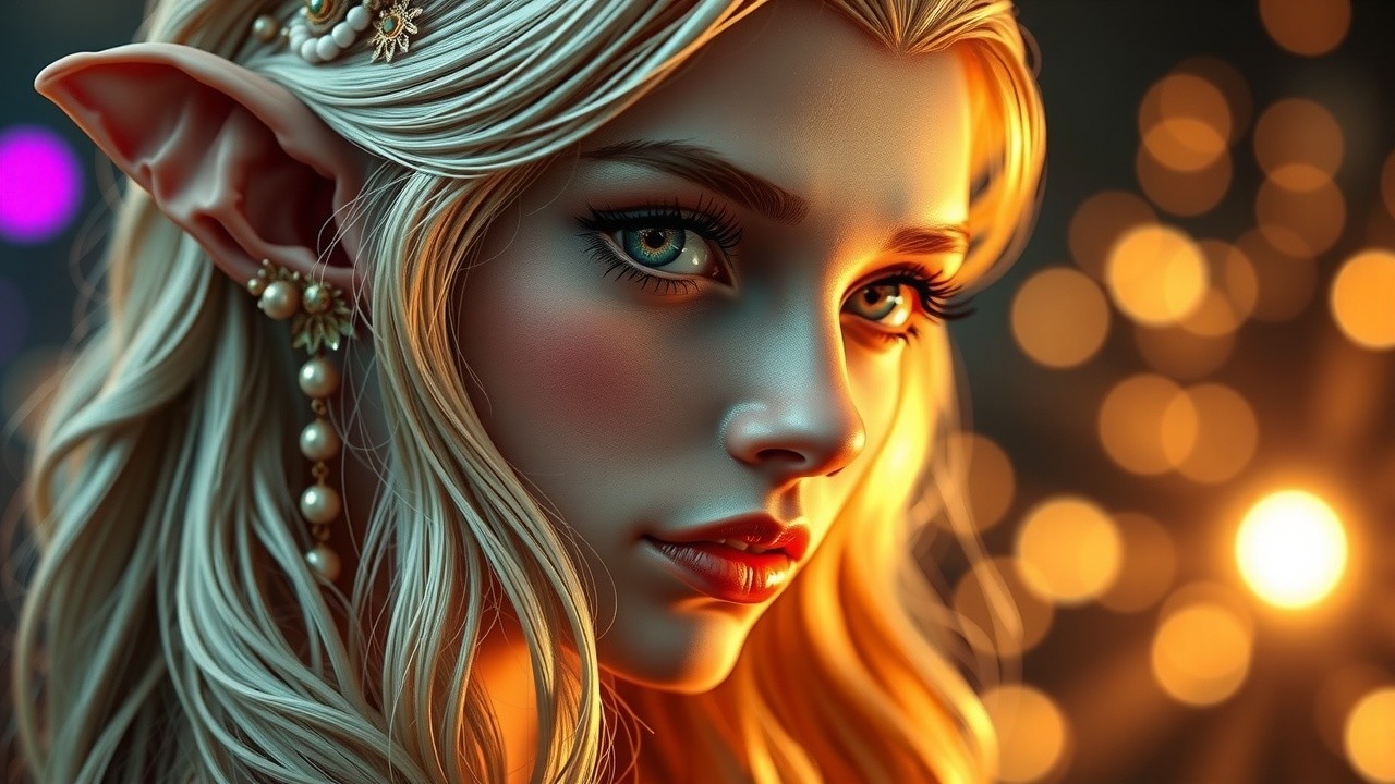 Ethereal Elf Portrait with Delicate Features and Jewelry