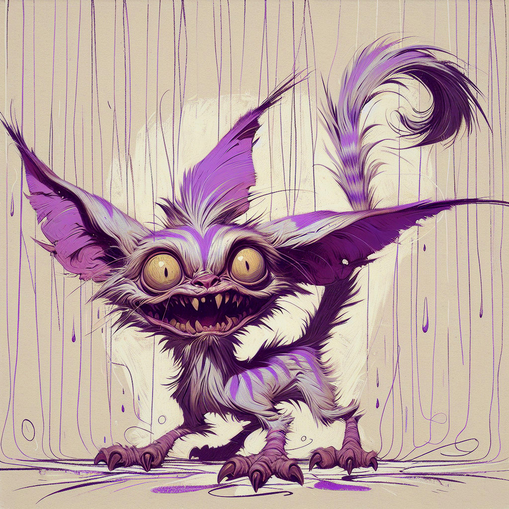 Quirky Purple Creature with Oversized Ears and Wild Fur