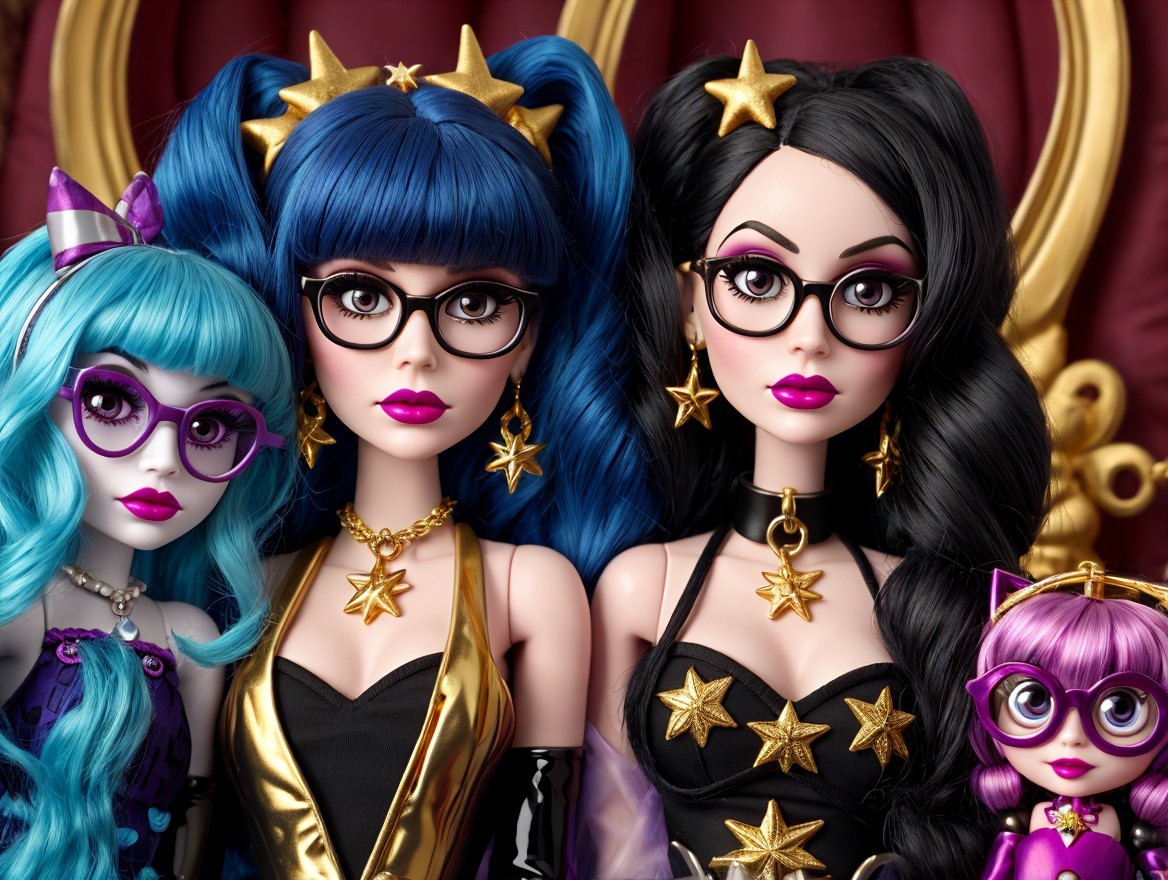 Stylish dolls with unique hairstyles and glamorous outfits