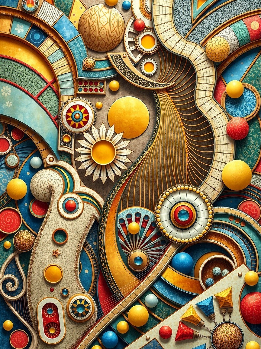 Vibrant Abstract Composition with Intricate Patterns