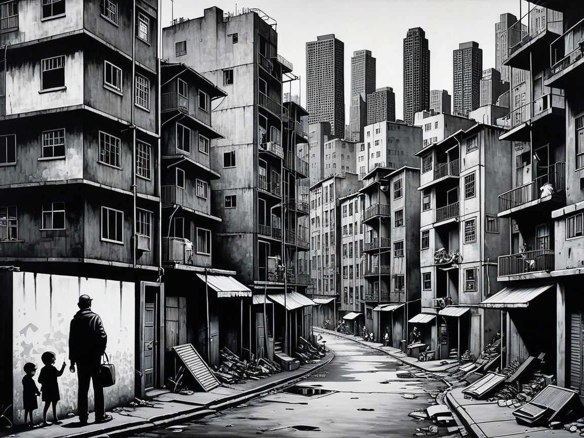Urban Landscape with Contrast of Old and New Buildings