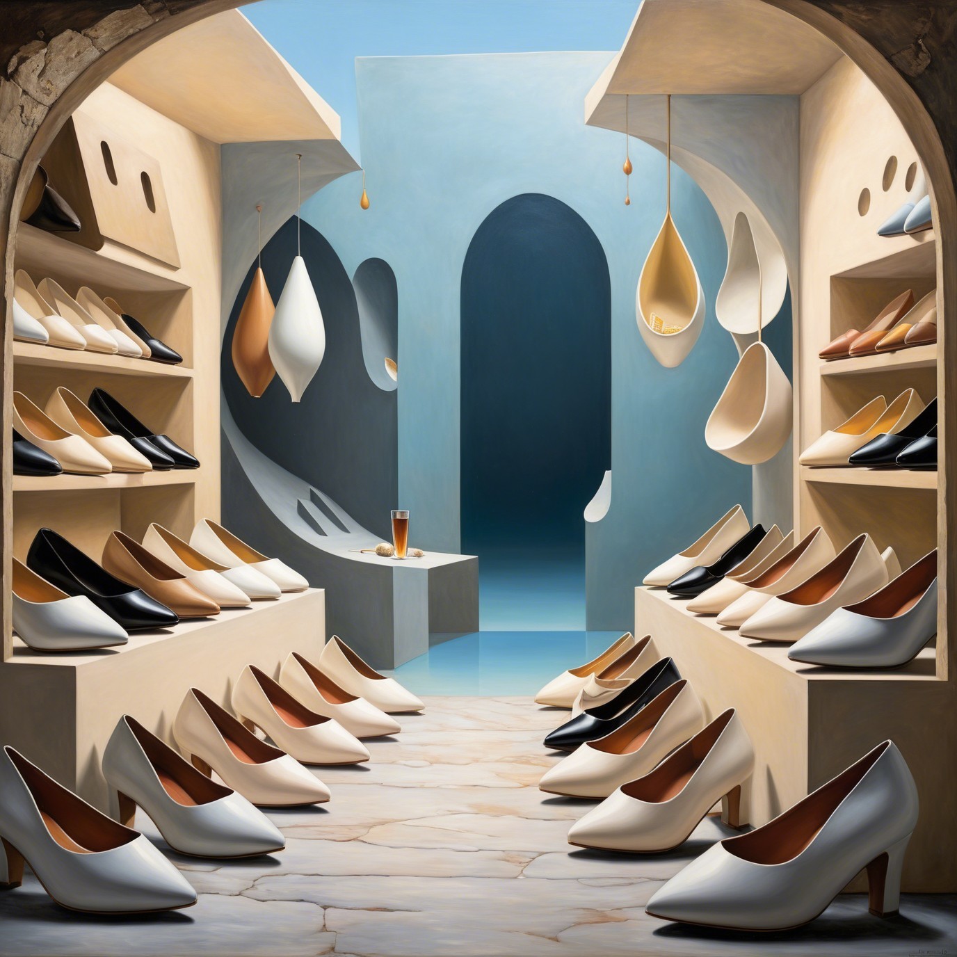 Stylish Shoe Store with Elegant High-Heeled Shoes