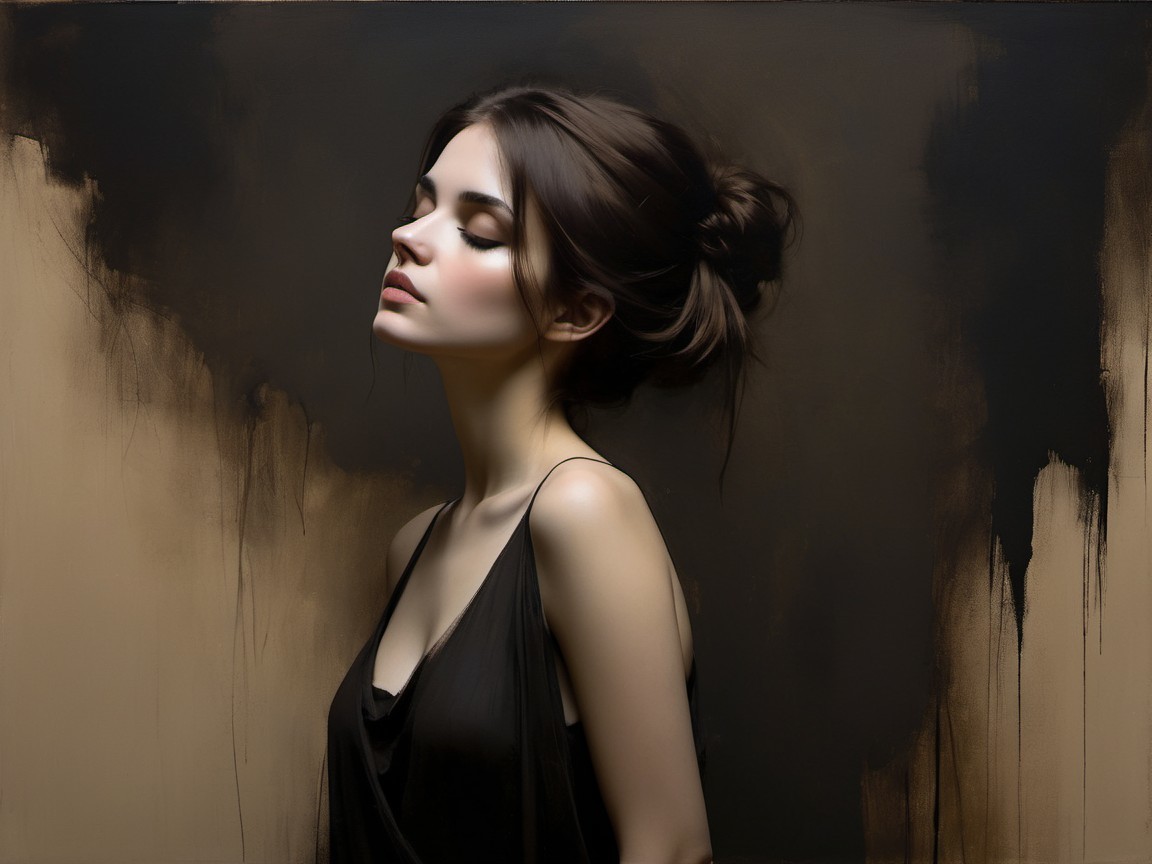 Serene Portrait of a Contemplative Woman in Warm Tones