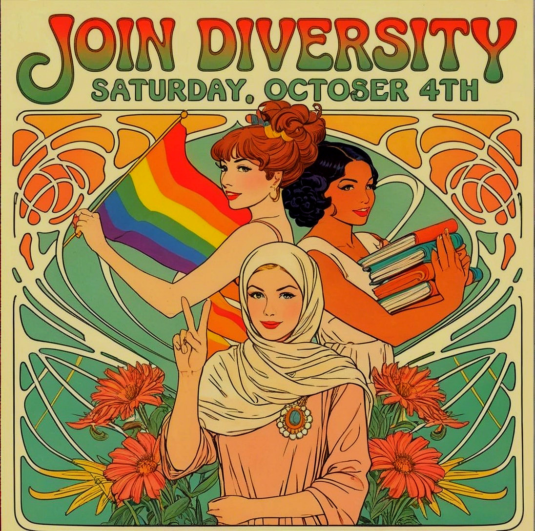 Colorful Retro Poster for Diversity Event on October 4th