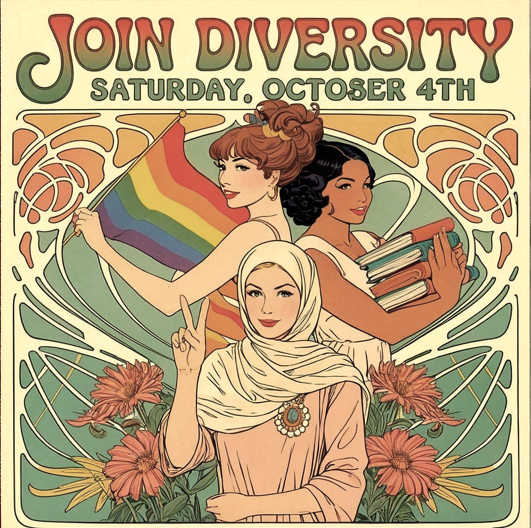 Colorful Retro Poster for Diversity Event on October 4th