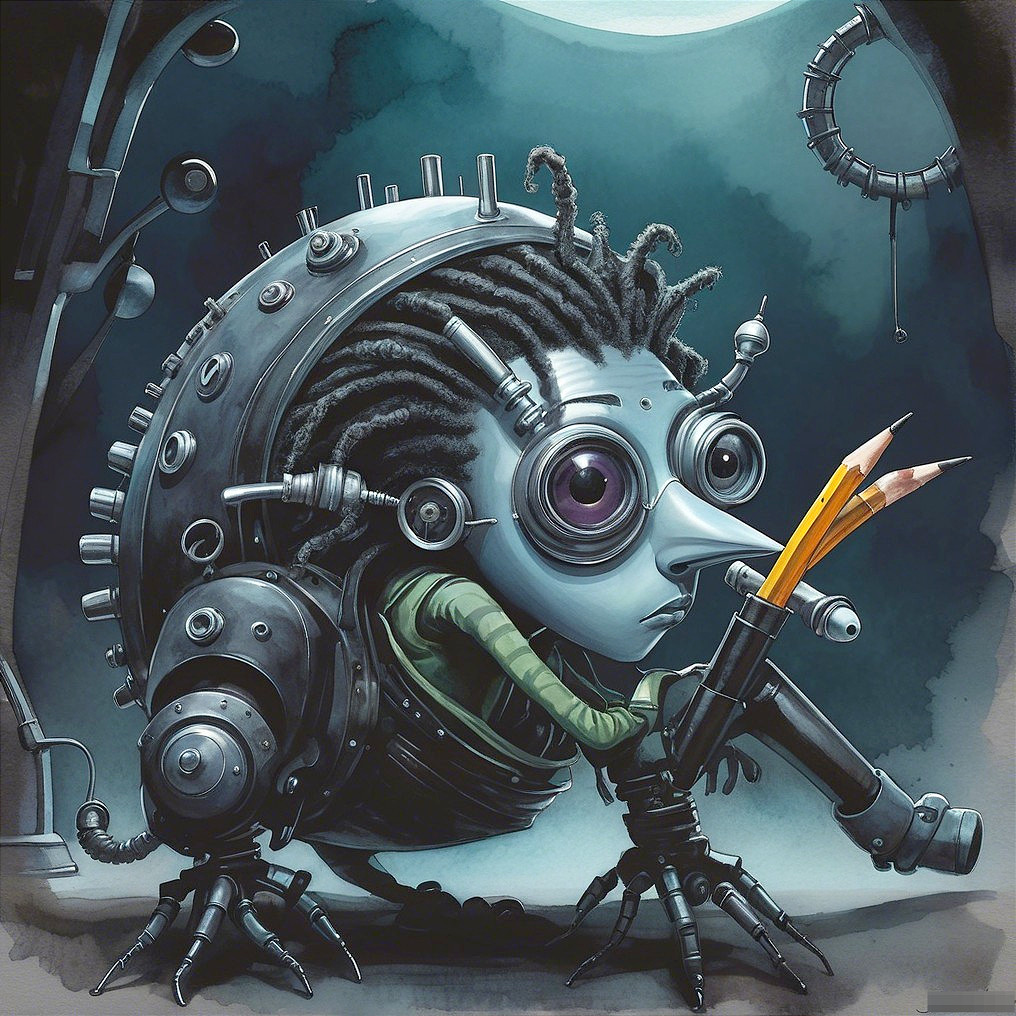Whimsical Steampunk Character with Metallic Body