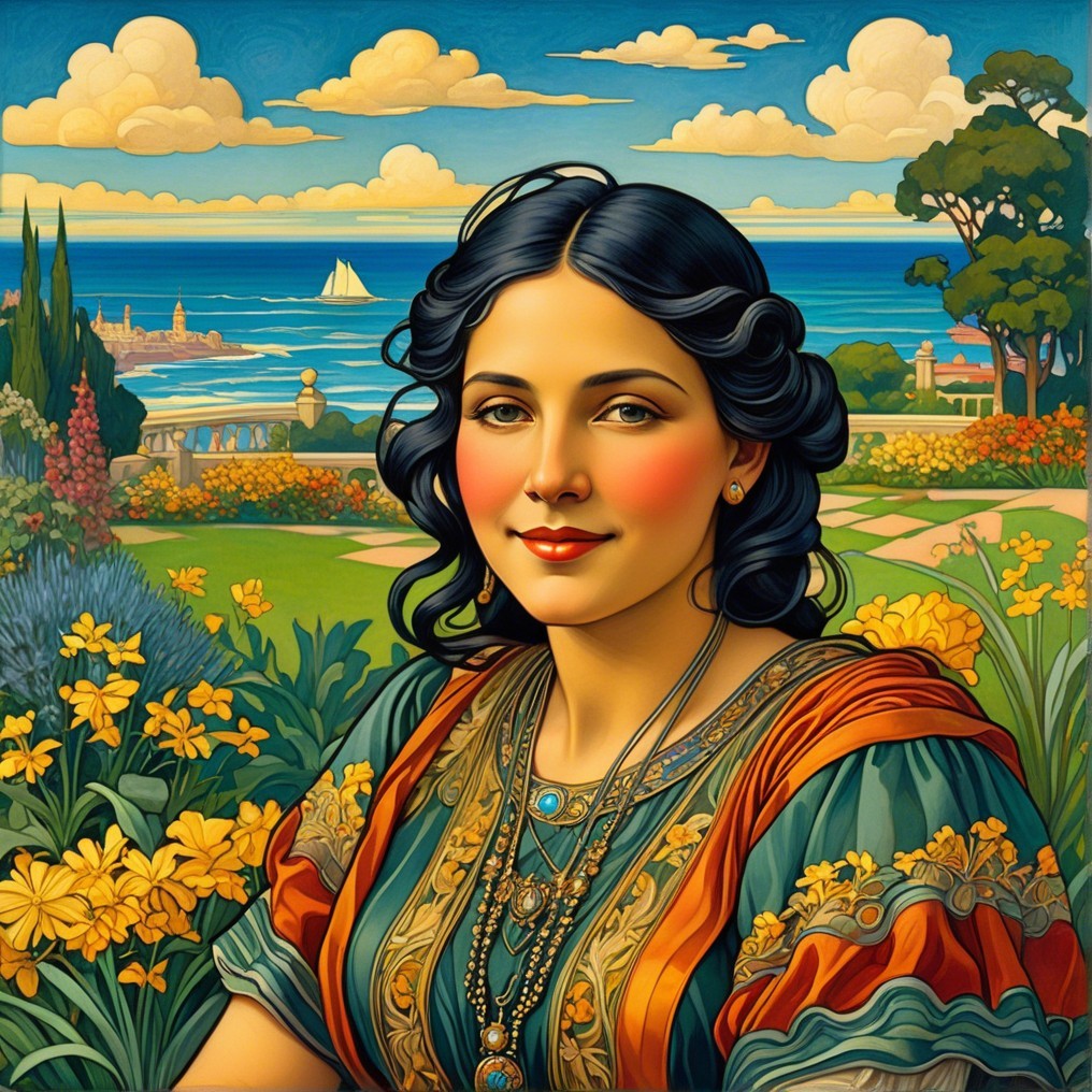 Serene Woman in Colorful Dress Amid Vibrant Flowers
