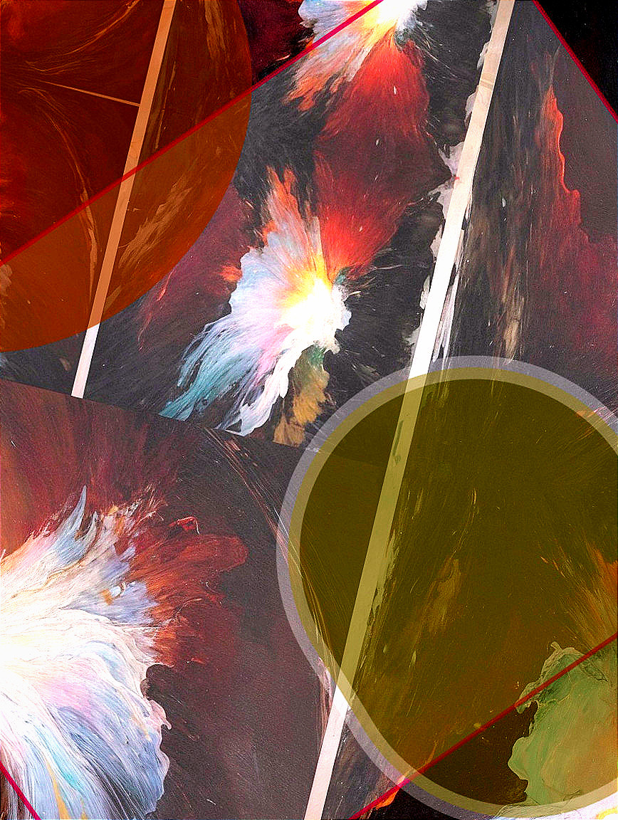 Abstract Composition with Vibrant Colors and Brush Strokes