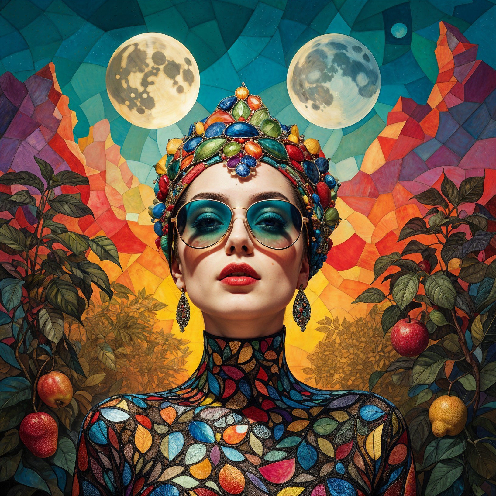Surreal Portrait of a Woman with Colorful Elements