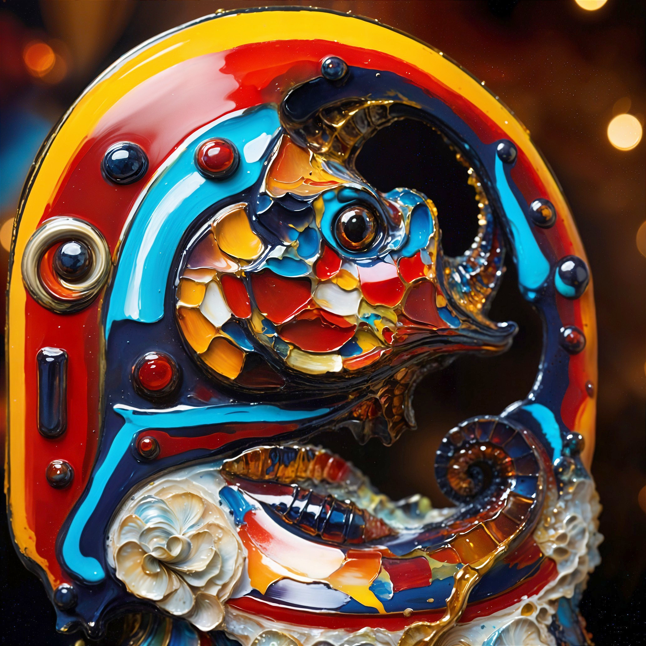 Vibrant Glass Sculpture of a Colorful Fish Design