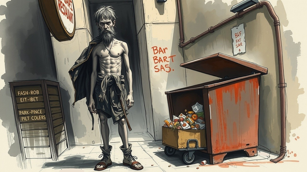 Gritty Alley Scene Depicting Poverty and Despair