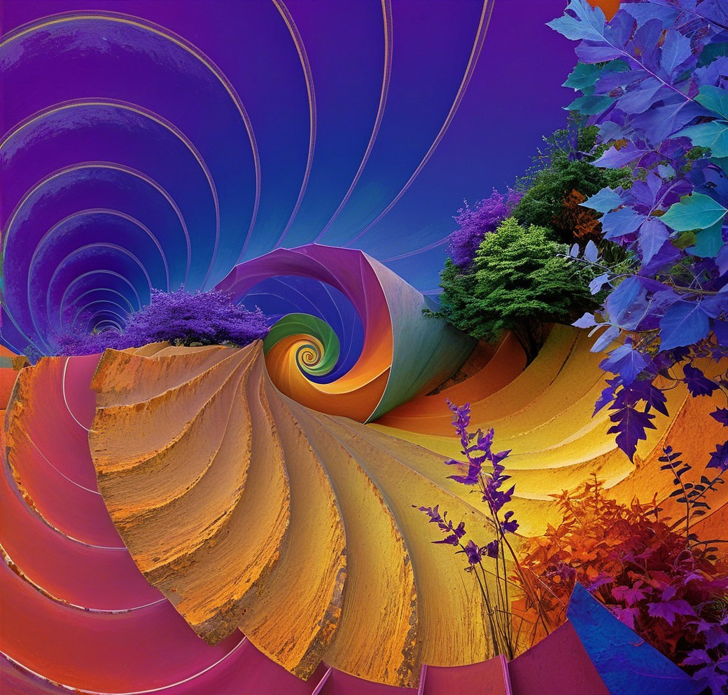 Vibrant Spiral with Colorful Patterns and Depth