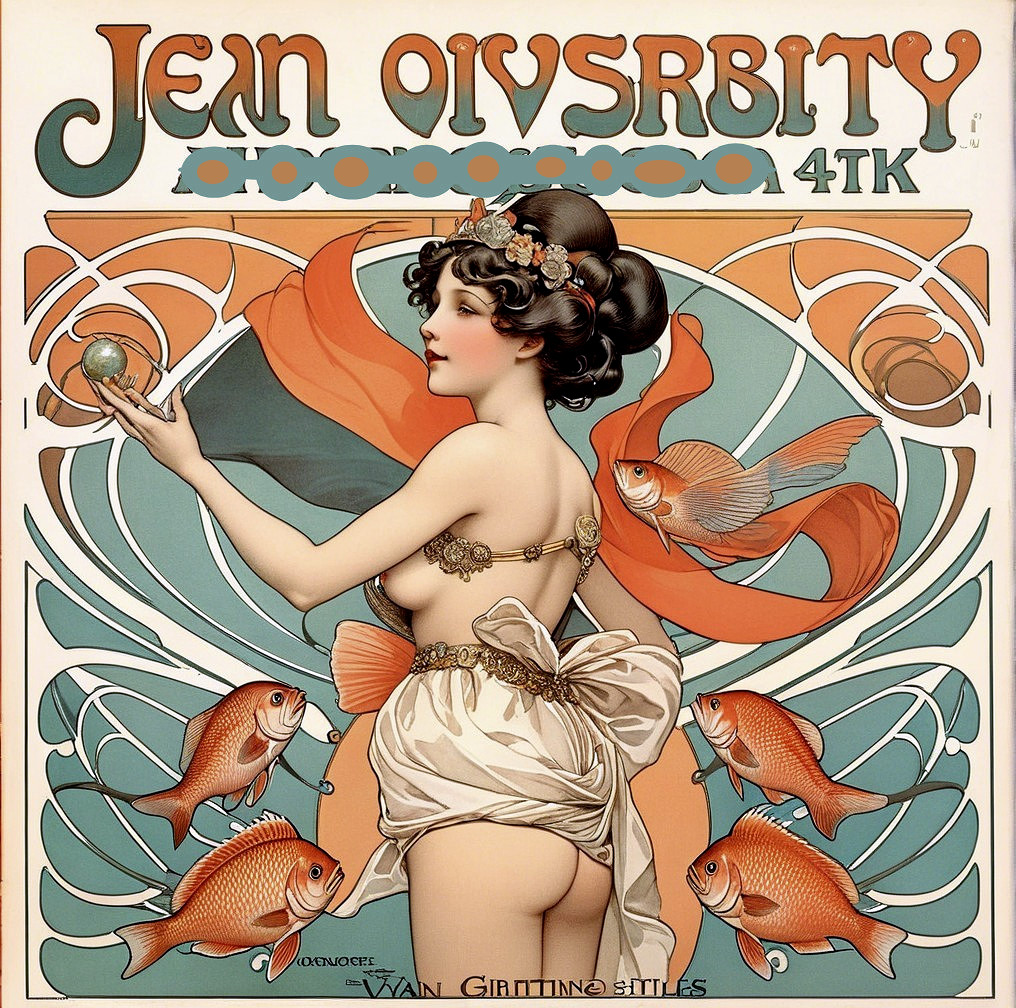 Art Nouveau Woman with Globe and Decorative Elements