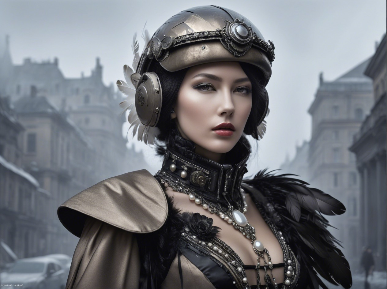Futuristic Fashion Figure in Urban Setting with Elegance