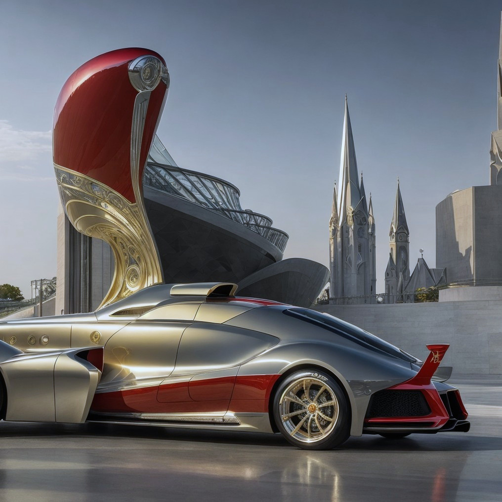 Futuristic Car with Aerodynamic Design and Architecture