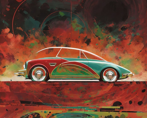 Vibrant Abstract Illustration of a Classic Car