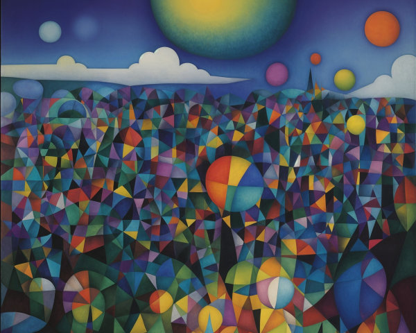 Abstract Landscape with Geometric Shapes and Colors