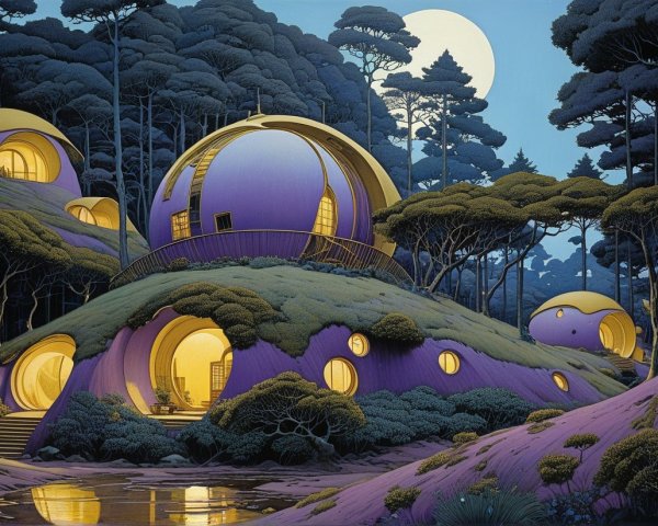 Surreal Landscape with Whimsical Spherical Houses