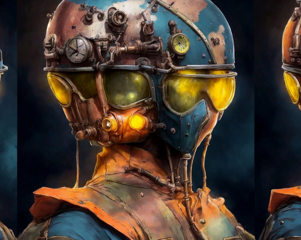 Steampunk Character with Detailed Helmet and Goggles