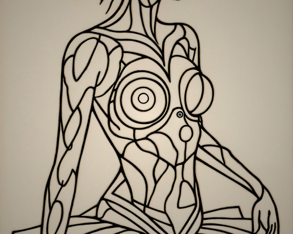 Abstract Woman Figure with Intricate Line Work and Tutu