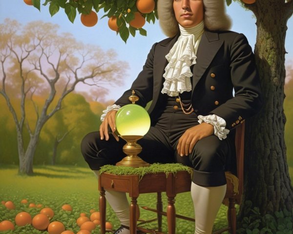 18th-Century Man in Orange Grove Setting