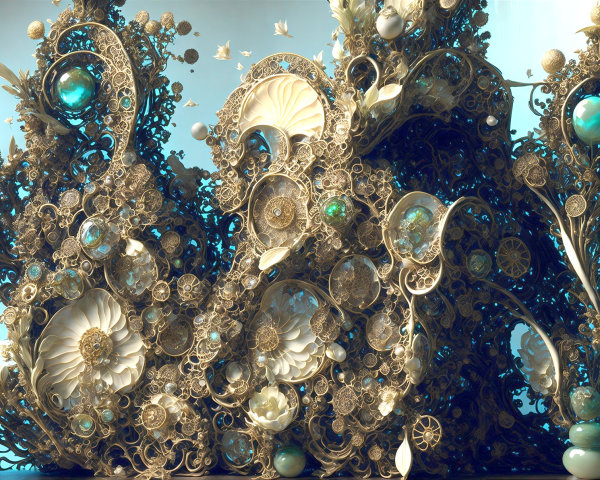 Intricate Arrangement of Flowers and Decorative Elements