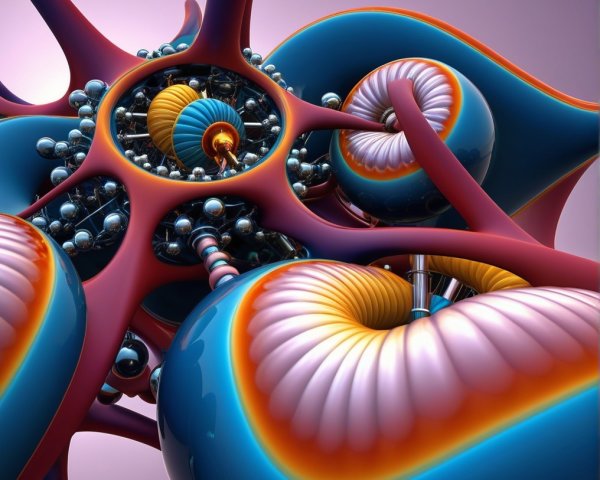 Intricate Abstract Design with Flowing Shapes and Colors