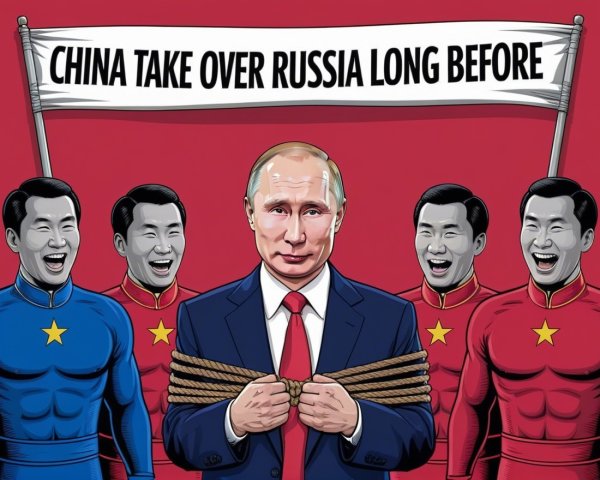 Stylized Illustration of Geopolitical Satire Scene
