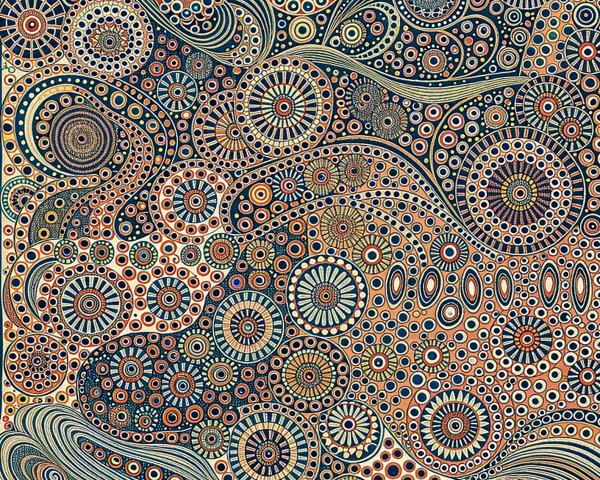 Abstract Pattern with Swirling Shapes and Circles