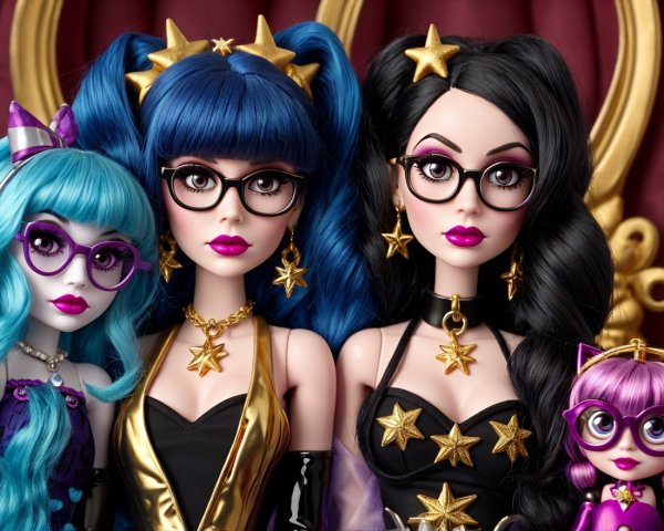 Stylish dolls with unique hairstyles and glamorous outfits