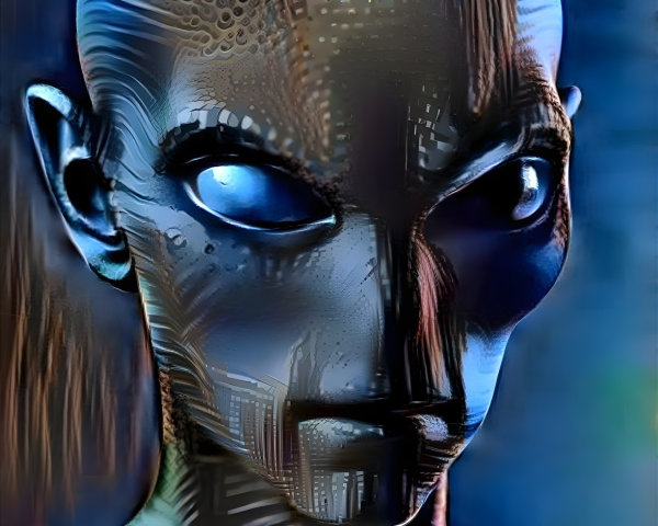 Futuristic Humanoid Figure with Metallic Skin and Glow