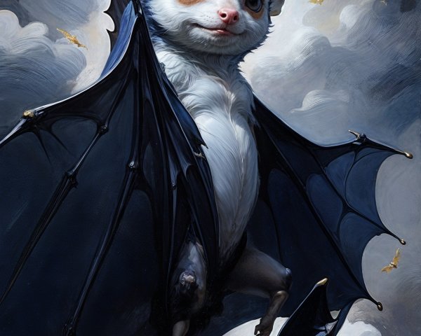 Whimsical Furry Bat Creature in Twilight Setting