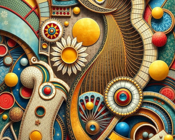 Vibrant Abstract Composition with Intricate Patterns