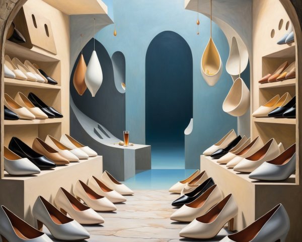 Stylish Shoe Store with Elegant High-Heeled Shoes