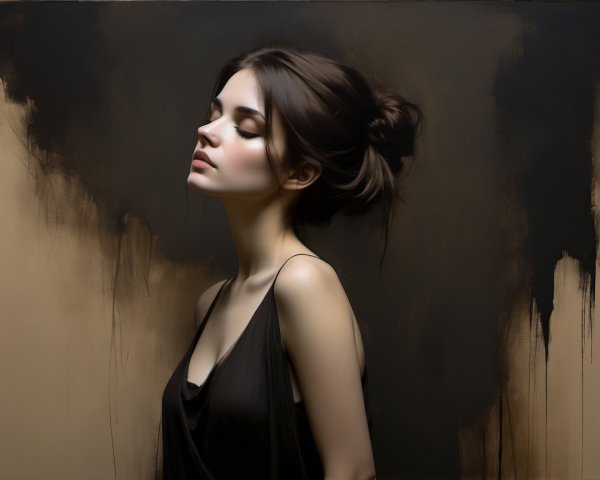 Serene Portrait of a Contemplative Woman in Warm Tones