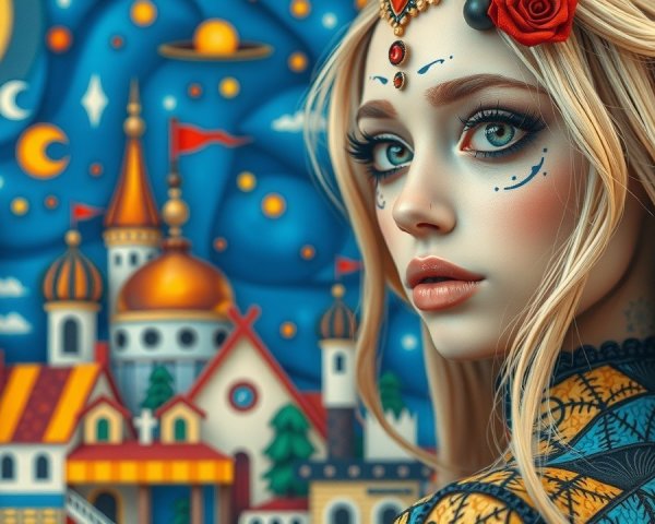 Fantasy Elf with Blonde Hair and Whimsical Background