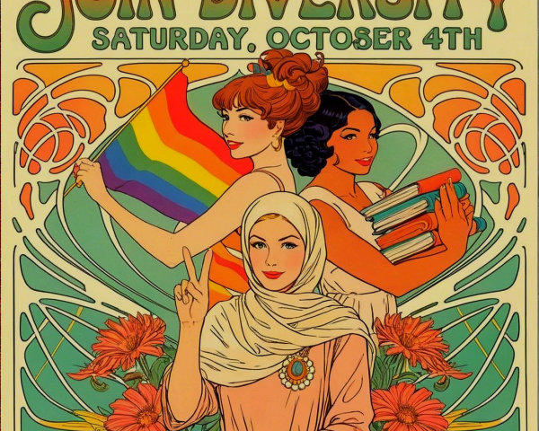 Colorful Retro Poster for Diversity Event on October 4th
