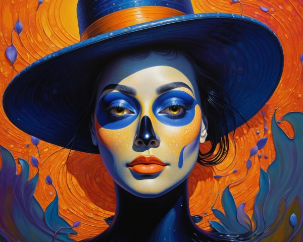 Portrait of a Woman with Sugar Skull Makeup Design