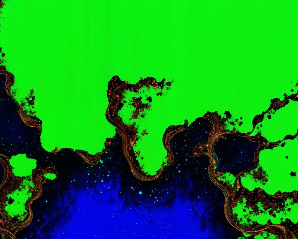 Abstract Landscape with Green and Blue Colors