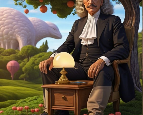 Surreal Scene of a Man in a Chair with Dreamlike Elements