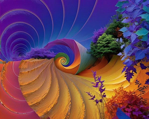 Vibrant Spiral with Colorful Patterns and Depth